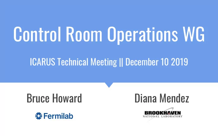 control room operations wg