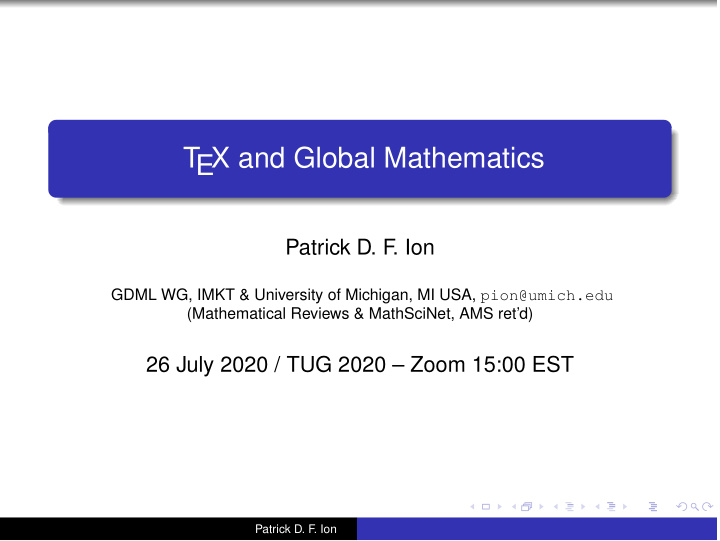 t ex and global mathematics