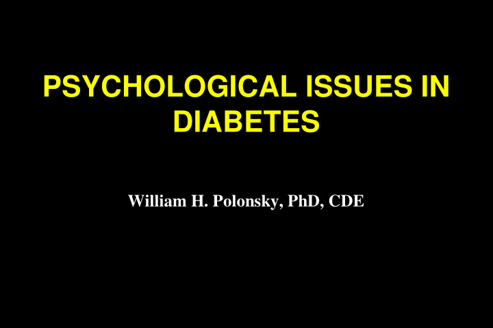 psychological issues in psychological issues in diabetes