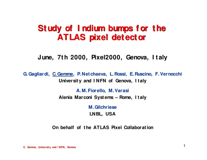 study of i ndium bumps f or the study of i ndium bumps f