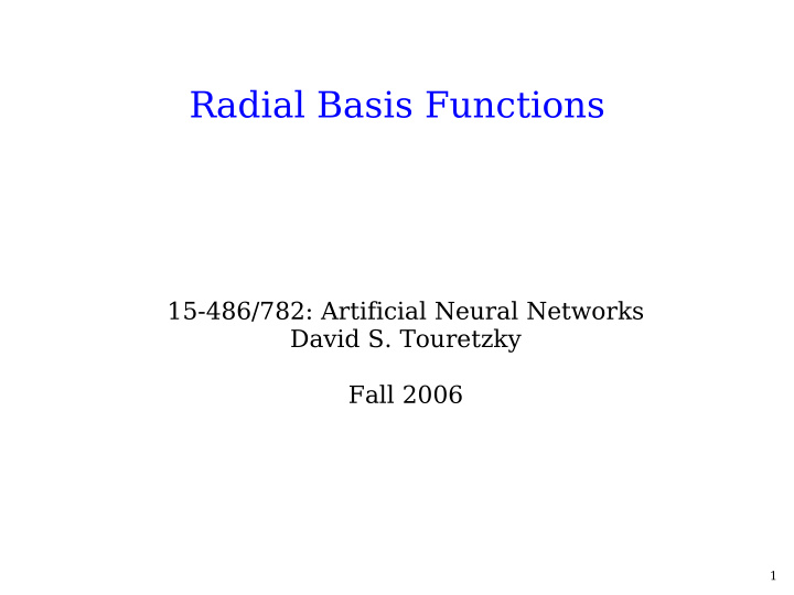 radial basis functions