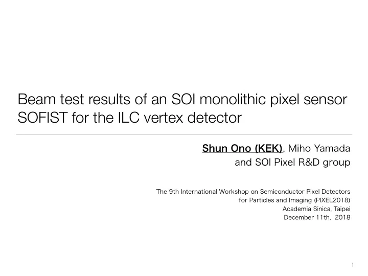 beam test results of an soi monolithic pixel sensor
