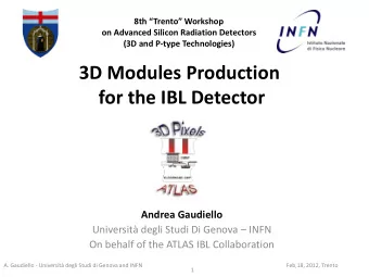 for the IBL Detector  Andrea Gaudiello Universit degli Studi Di Genova  INFN  On behalf of the