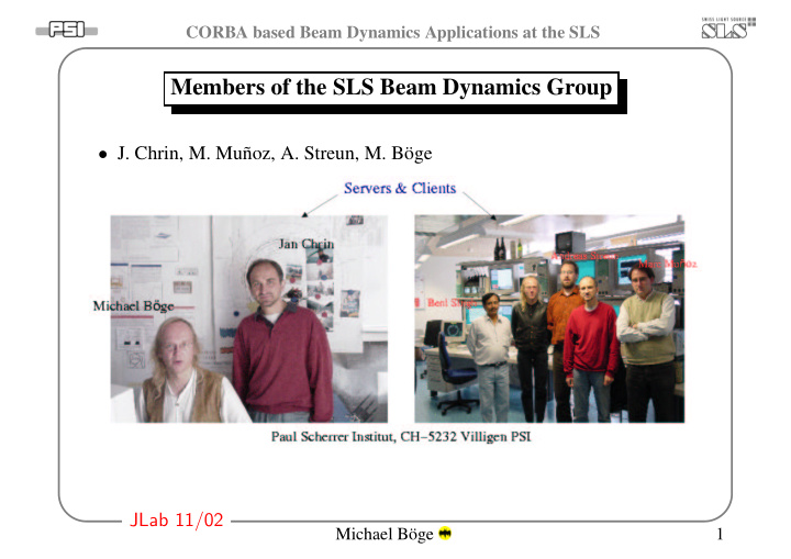 members of the sls beam dynamics group