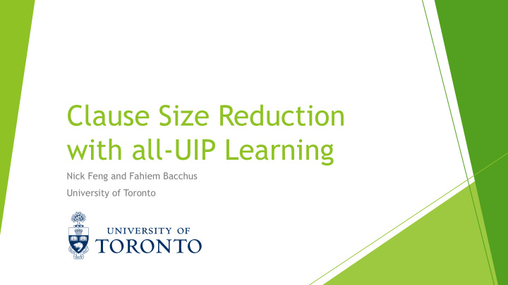 clause size reduction with all uip learning