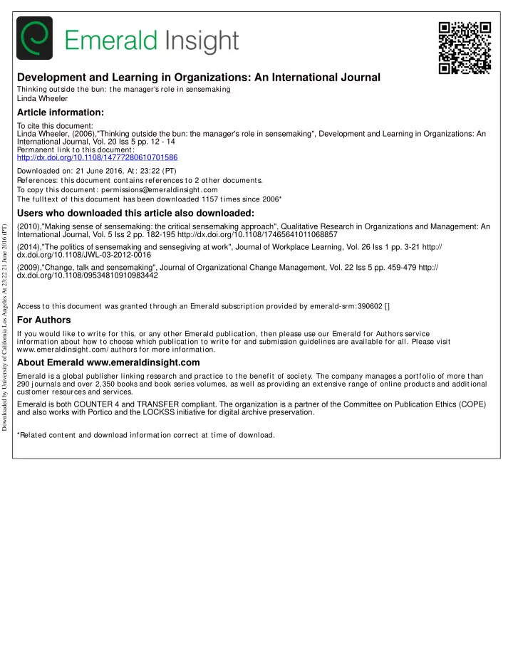 development and learning in organizations an