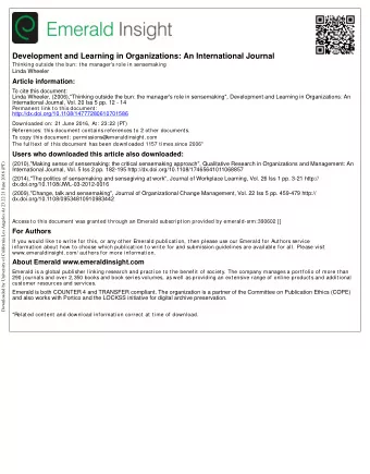 Development and Learning in Organizations: An International Journal  Thinking outside the bun: the