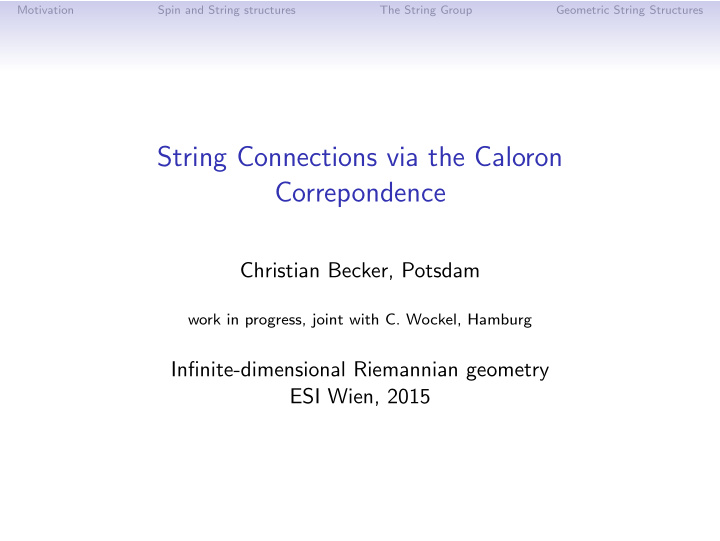 string connections via the caloron correpondence