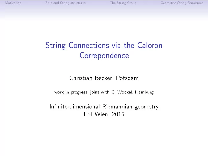string connections via the caloron correpondence