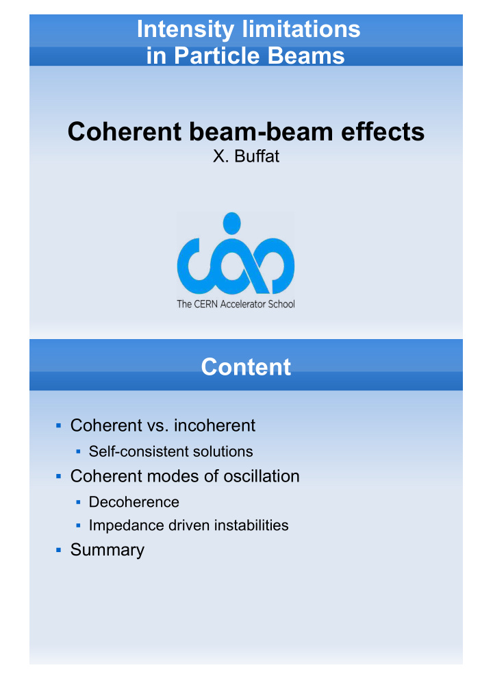 coherent beam beam effects