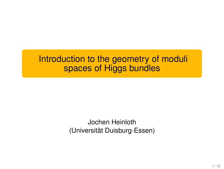 introduction to the geometry of moduli spaces of higgs