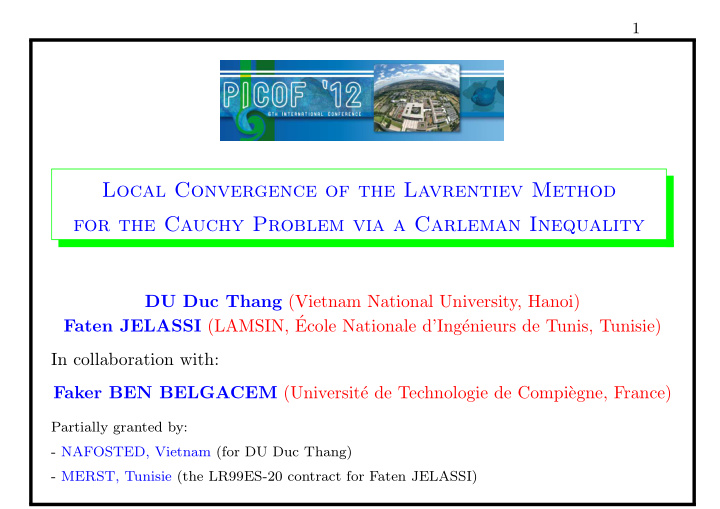 local convergence of the lavrentiev method for the cauchy
