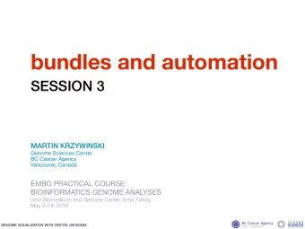 bundles and automation  SESSION 3  MARTIN KRZYWINSKI Genome Sciences Center BC Cancer Agency
