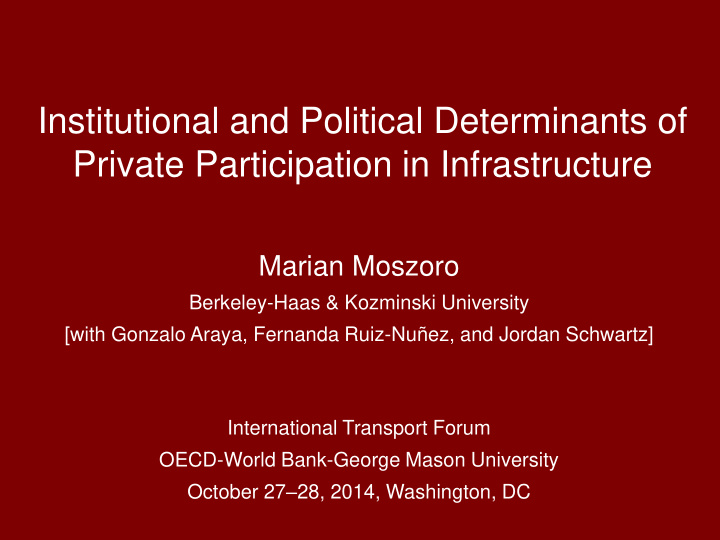 institutional and political determinants of private