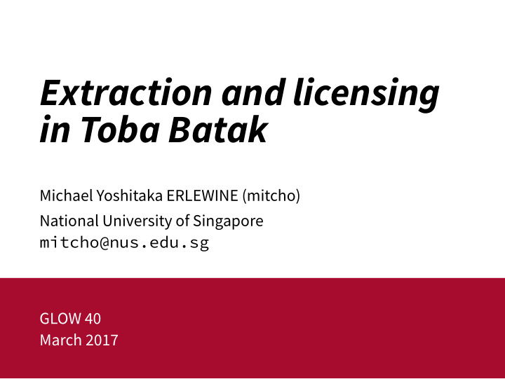 extraction and licensing in toba batak