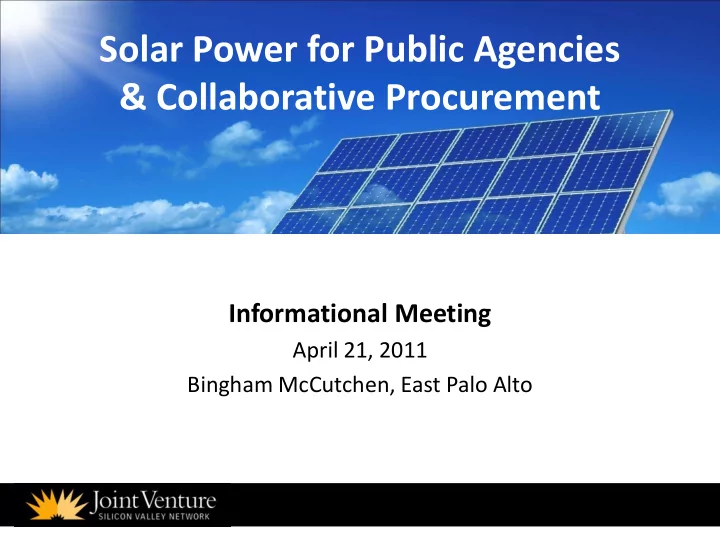 solar power for public agencies collaborative procurement