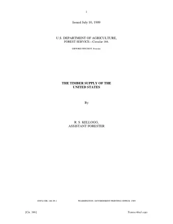 1  Issued July 10, 1909  U.S. DEPARTMENT OF AGRICULTURE,  FOREST SERVICECircular 166.  GlFFORD