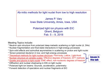 Ab-initio methods for light nuclei from low to high resolution  James P. Vary  Iowa State