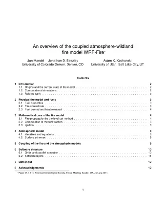An overview of the coupled atmosphere-wildland fire model WRF-Fire   Jan Mandel  Jonathan D.