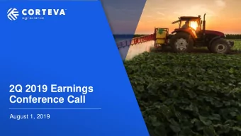 2Q 2019 Earnings  Conference Call  August 1, 2019  Insert Risk Classification  Safe Harbor