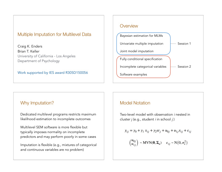 overview multiple imputation for multilevel data