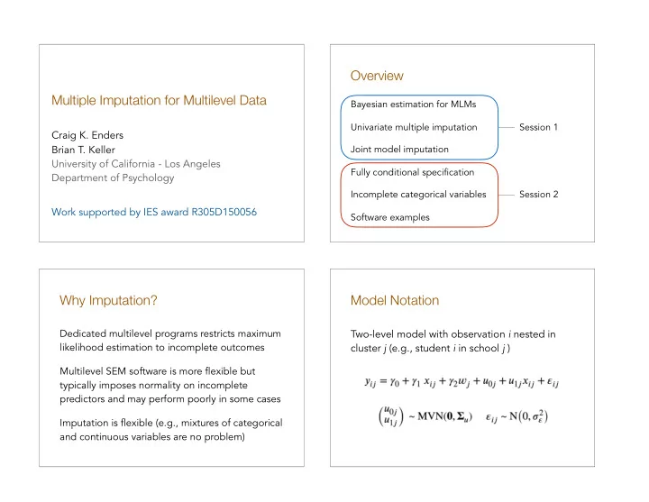 overview multiple imputation for multilevel data