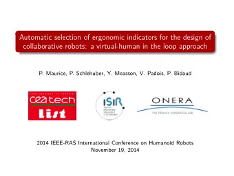 Automatic selection of ergonomic indicators for the design of  collaborative robots: a