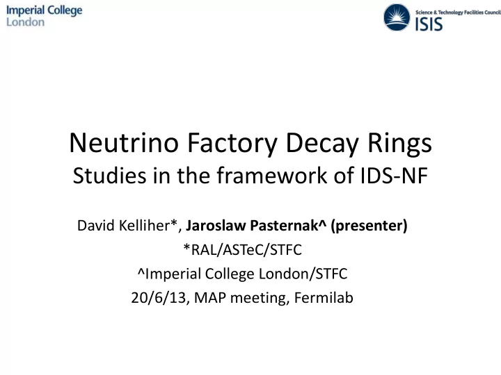 neutrino factory decay rings