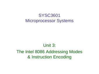 SYSC3601  Microprocessor Systems  Unit 3:  The Intel 8086 Addressing Modes  &amp; Instruction