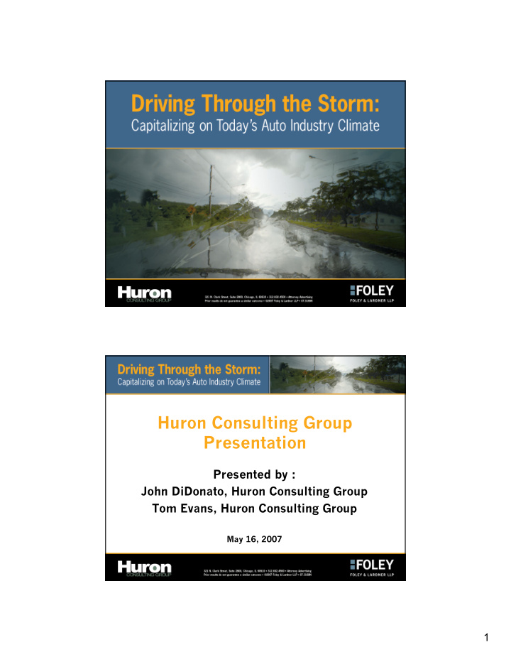 huron consulting group presentation