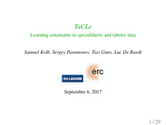 TaCLe  Learning constraints in spreadsheets and tabular data  Samuel Kolb, Sergey Paramonov, Tias