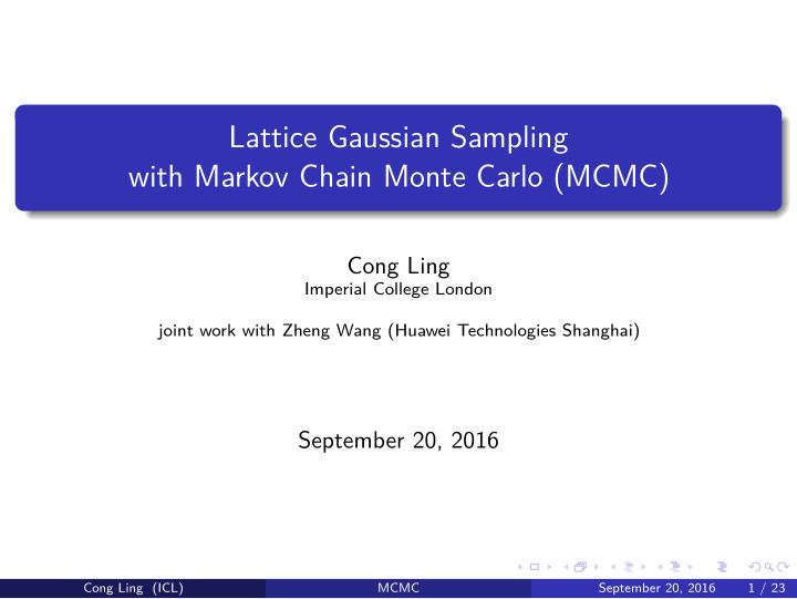 lattice gaussian sampling with markov chain monte carlo
