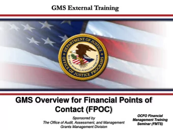 GMS Overview for Financial Points of  Contact (FPOC)  OCFO Financial  Sponsored by  Management
