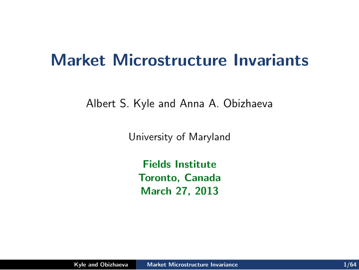 market microstructure invariants
