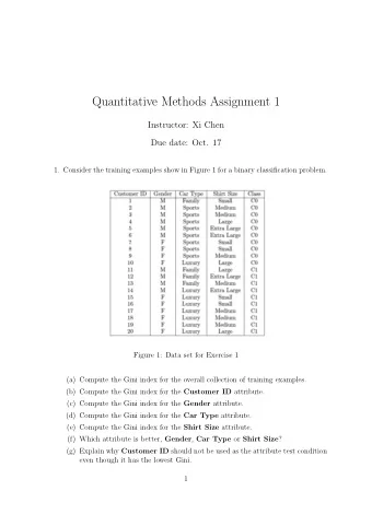 Quantitative Methods Assignment 1  Instructor: Xi Chen  Due date: Oct. 17  1. Consider the training