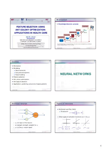 ...  Other types of activation functions ( net =  w i x i ) x n w n  1  1  x i : i- th