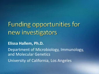 Elissa Hallem, Ph.D.  Department of Microbiology, Immunology,  and Molecular Genetics  University