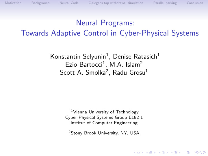 neural programs towards adaptive control in cyber