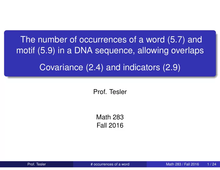 the number of occurrences of a word 5 7 and motif 5 9 in