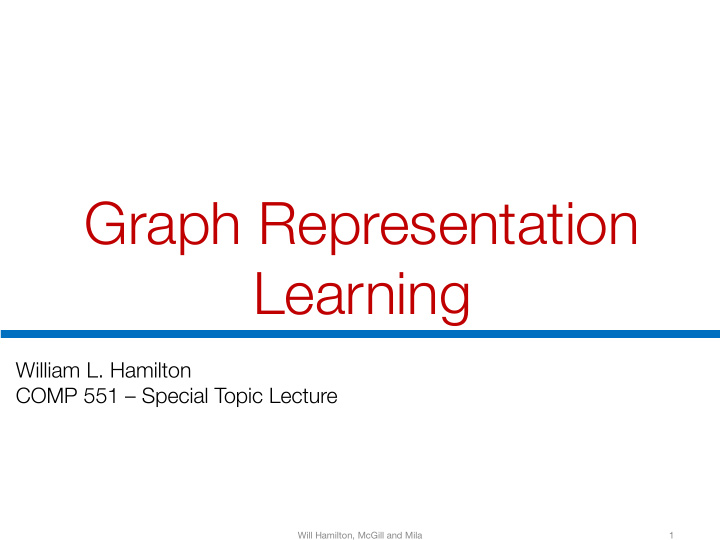 graph representation learning