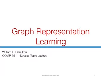 Graph Representation  Learning  William L. Hamilton  COMP 551  Special Topic Lecture  Will