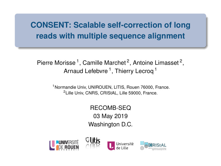 consent scalable self correction of long reads with