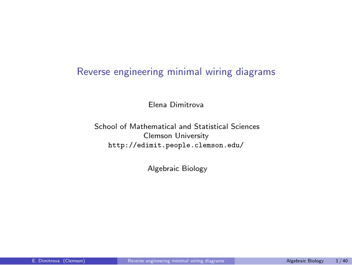 reverse engineering minimal wiring diagrams