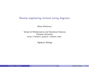 Reverse engineering minimal wiring diagrams  Elena Dimitrova  School of Mathematical and