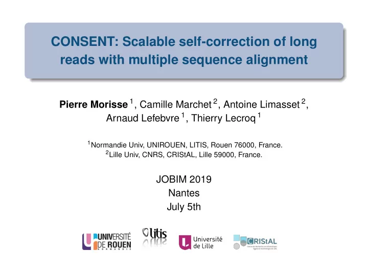 consent scalable self correction of long reads with