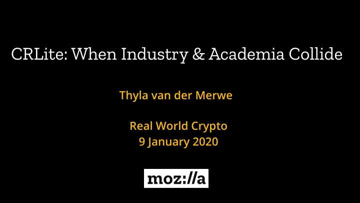 crlite when industry academia collide