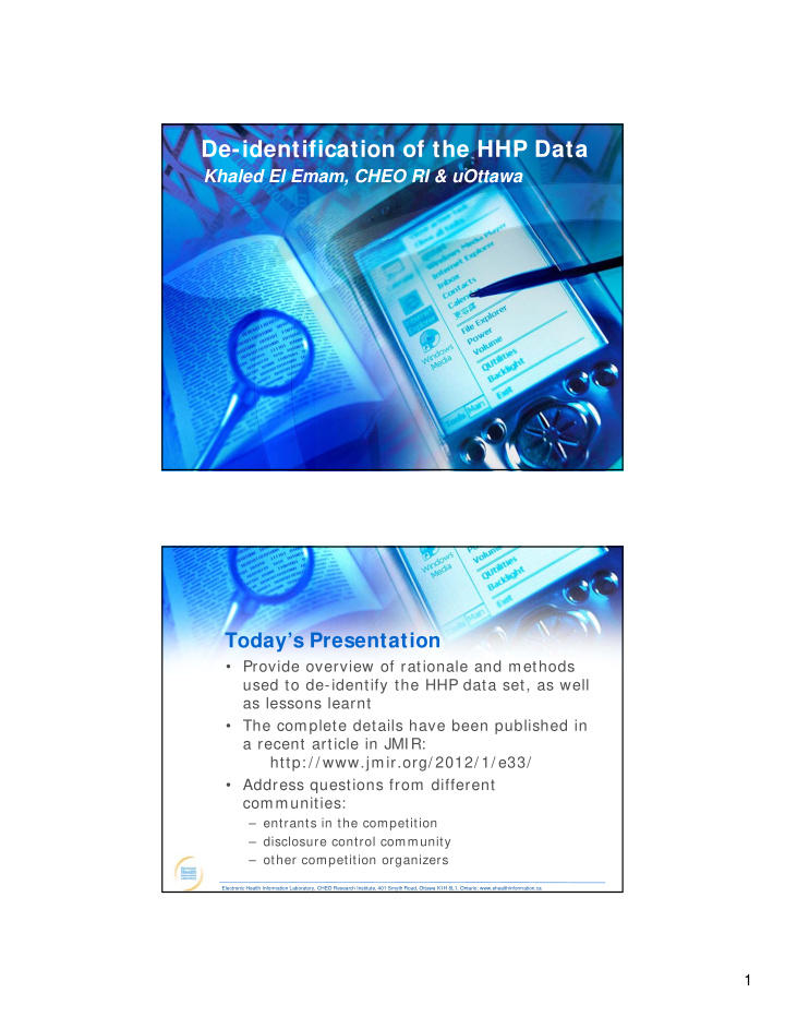 de identification of the hhp data
