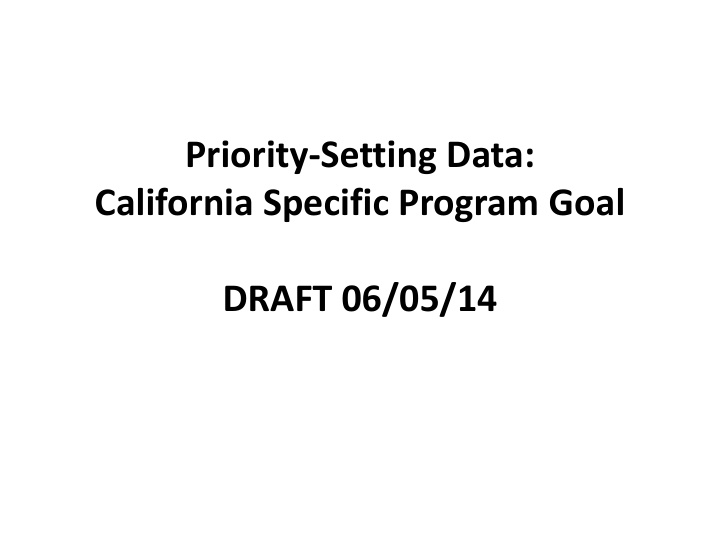 priority setting data california specific program goal