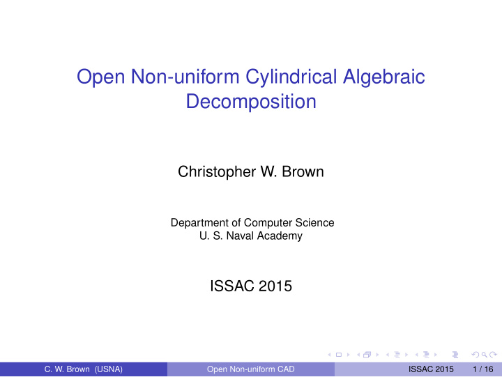 open non uniform cylindrical algebraic decomposition