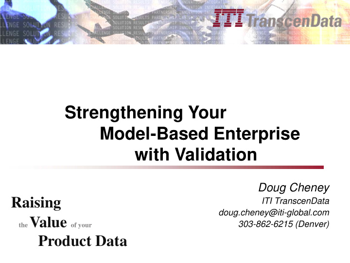 strengthening your model based enterprise with validation